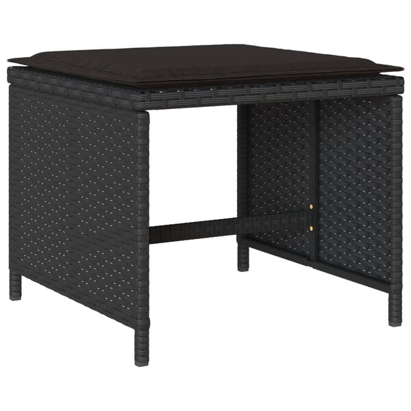 vidaXL Set mobilier de exterior cu perne, 11 piese, negru, poliratan