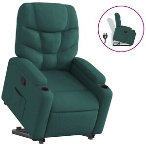 vidaXL Fotoliu rabatabil ridicare pe verticală, verde &icirc;nchis, textil