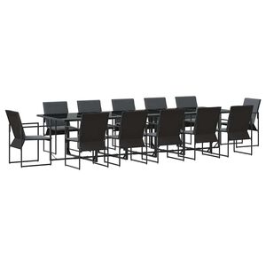 vidaXL Set de masă pentru grădină 13 buc. Negru Oțel