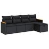 vidaXL Set mobilier de grădină cu perne, 5 piese, negru, poliratan