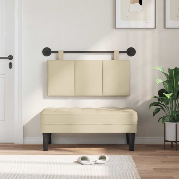 vidaXL Cap de pat suspendat Pe perete Crem 90 x 55 x 5 cm țesătură