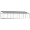 vidaXL Cușcă c&acirc;ini cu acoperiș și uși, gri, 8x2x2 m, oțel galvanizat