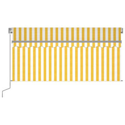vidaXL Copertină retractabilă manual cu stor&LED, galben & alb 3x2,5 m