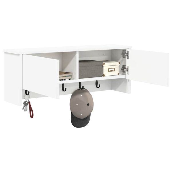 vidaXL Răcător de paltoane montat pe perete cu ușă Alb 80 x 20 x 30 cm
