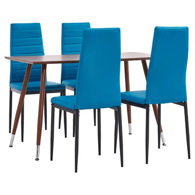 vidaXL Set mobilier bucătărie, 5 piese, albastru marin piele ecologică