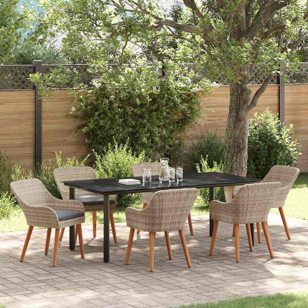 vidaXL Set de dining Gri deschis Rattan poli