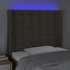 vidaXL Tăblie de pat cu LED, gri taupe, 103x16x118/128 cm, textil
