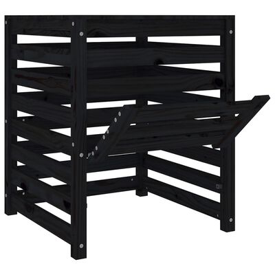 vidaXL Compostor, negru, 63,5x63,5x77,5 cm, lemn masiv de pin