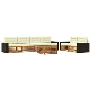 vidaXL Set de canapele de exterior 7 buc. Natural și Crem Poliester