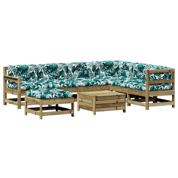 vidaXL Set mobilier de grădină cu perne, 8 piese, lemn de pin tratat