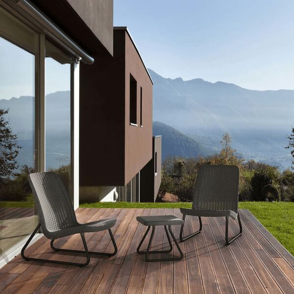 Keter Set mobilier de terasă Rio, 3 piese, grafit