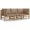 vidaXL Set mobilier de grădină cu perne gri taupe, 3 piese, bambus