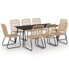 vidaXL Set mobilier de exterior, 9 piese, poli ratan și sticlă