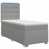 vidaXL Pat box spring cu saltea și LED Gri deschis 90 x 190 cm
