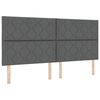 vidaXL Cadru de pat cu headboard Gri &icirc;nchis 200 x 200 cm țesătură
