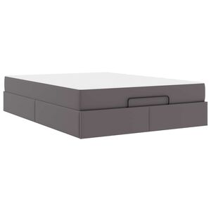 vidaXL Cadru de pat cu saltea cu saltea 2 pcs Gri PVC