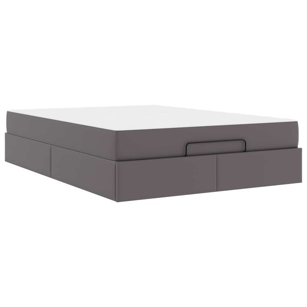 vidaXL Cadru de pat cu saltea cu saltea 2 pcs Gri PVC
