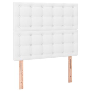 vidaXL Tăblie de pat albă 80x5x118/128 cm piele ecologică