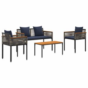 vidaXL Set de Mobilier pentru Exterior Gri și albastru marin poliratan