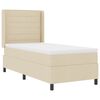 vidaXL Pat cu arcuri cu saltea cu headboard Crem 90 x 190 cm țesătură