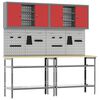 vidaXL Set banc de lucru 8 buc. Roșu și gri Oțel vopsit electrostatic