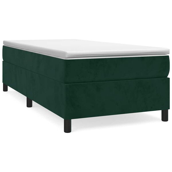 vidaXL Pat box spring cu saltea, verde închis, 90x190 cm, catifea