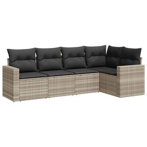vidaXL Set canapele de grădină cu perne, 5 piese gri deschis poliratan