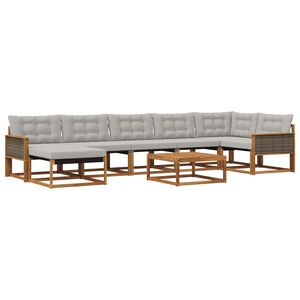 vidaXL Set de canapele de exterior 8 pcs Natural și gri deschis