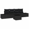 vidaXL Set de canapea 5 buc. Negru poliratan