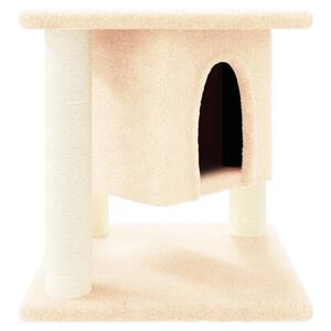 vidaXL Ansamblu de pisici cu st&acirc;lpi din funie de sisal, crem, 37 cm