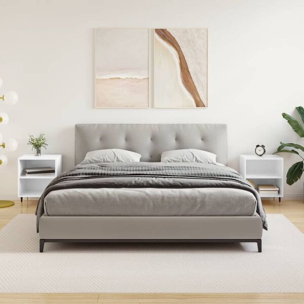 vidaXL Noptiere, 2 buc., alb extralucios, 40x30x50 cm, lemn compozit