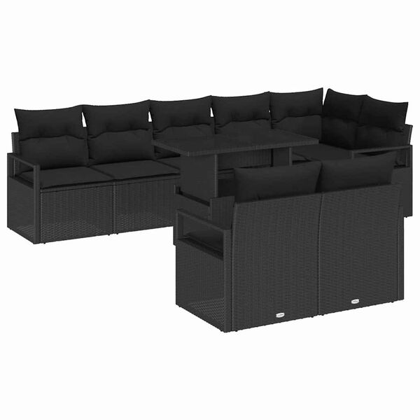 vidaXL Set de canapele pentru grădină 9 pcs Negru Rattan poli