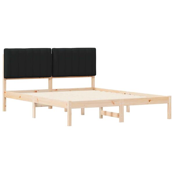 vidaXL Cadru de pat cu tăblie tapițată cu headboard Negru 150 x 200 cm