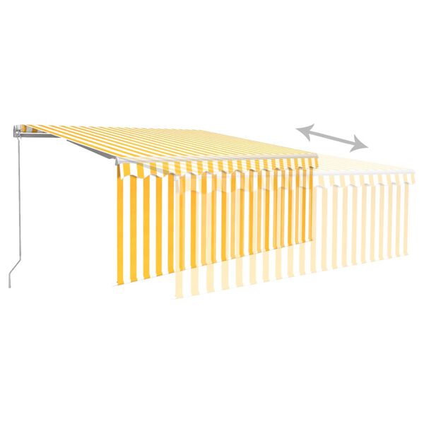 vidaXL Copertină retractabilă manual cu stor, galben & alb, 3x2,5 m