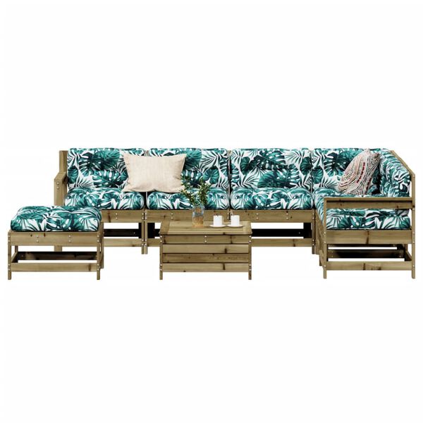 vidaXL Set mobilier de grădină cu perne, 8 piese, lemn de pin tratat