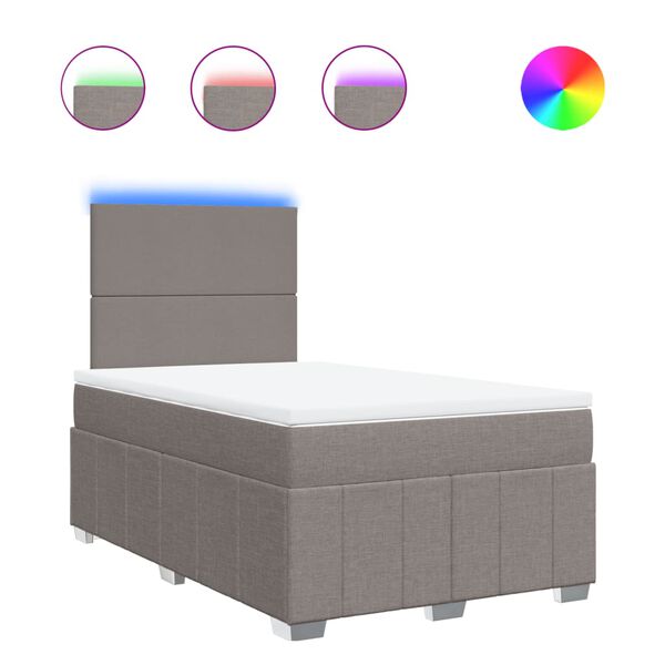 vidaXL Pat box spring cu saltea, gri taupe, 120x200 cm, textil