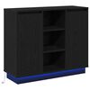 vidaXL Bufet LED Stejar Negru 90 x 32 x 75 cm Lemn prelucrat