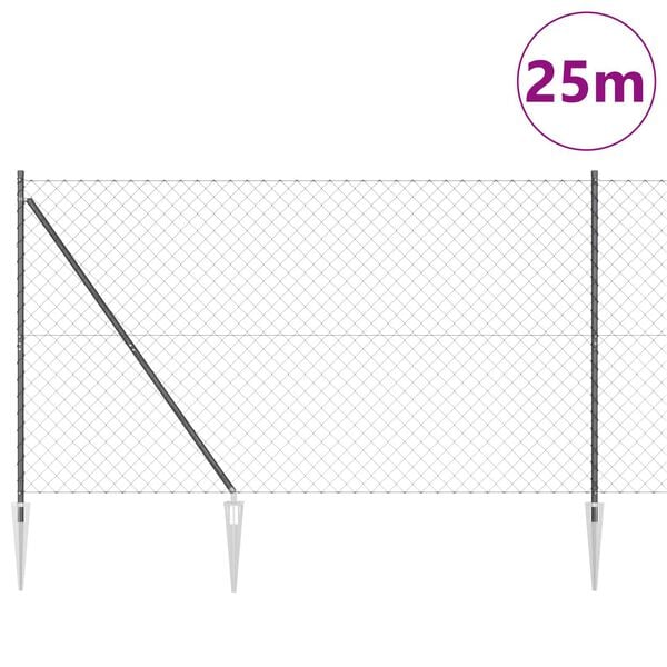 vidaXL St&acirc;lp de gard. Gri 25 x 1,5 m (plasă 60 x 60 mm) Oțel