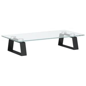 vidaXL Suport de monitor, negru, 40x20x8 cm, sticlă securizată/ metal