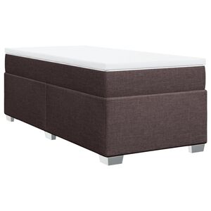 vidaXL Pat box spring cu saltea, maro &icirc;nchis, 100x200 cm, textil