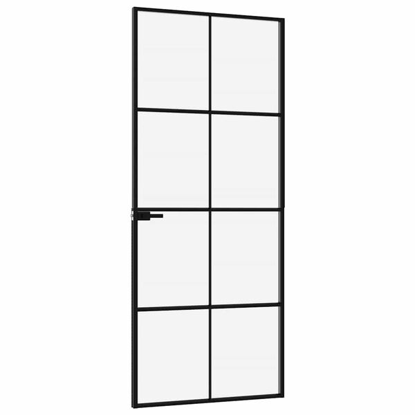 vidaXL Ușă de interior negru 83x201,5 cm sticlă securiz./aluminiu slim
