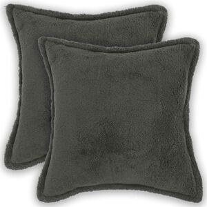 vidaXL Husă pentru pernă 2 pcs HOUTEN Gri &icirc;nchis 30 x 30 cm Boucl&eacute;
