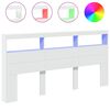 vidaXL Tăblie cu dulap și LED, alb, 200x17x102 cm