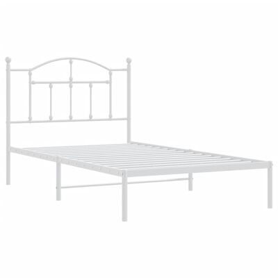 vidaXL Cadru de pat metalic cu tăblie, alb, 100x190 cm