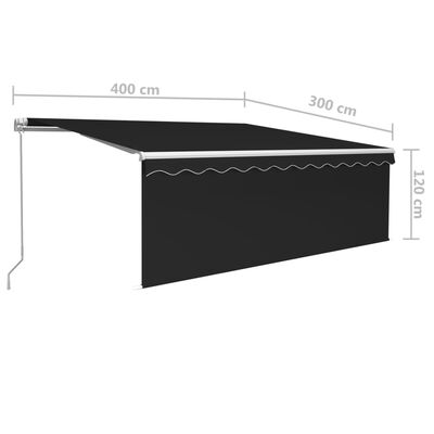 vidaXL Copertină retractabilă manual cu stor & LED, antracit, 4x3 m