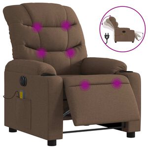 vidaXL Fotoliu electric de masaj rabatabil, maro, textil