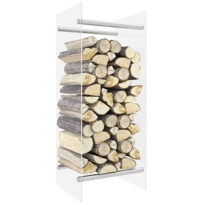 vidaXL Rastel lemne de foc transparent 40x35x100 cm sticlă securizată