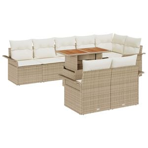 vidaXL Set de canapele pentru grădină 9 pcs Bej Rattan poli