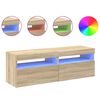 vidaXL Comode TV cu lumini LED, 2 buc., stejar Sonoma, 60x35x40 cm