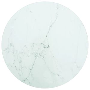vidaXL Blat masă, alb, &Oslash;30x0,8 cm, sticlă securizată, design marmură
